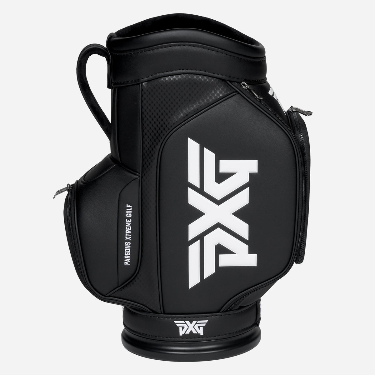 PXG black and white NextGen Den golf Caddy on a white background