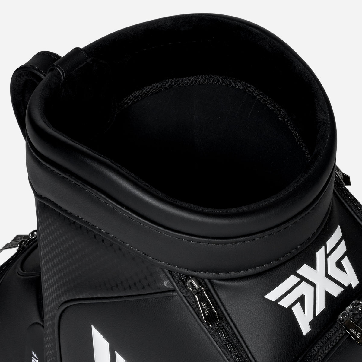 PXG black and white NextGen Den golf Caddy on a white background