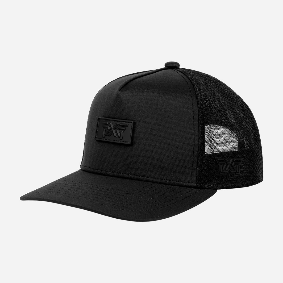 PXG Minimalist 5-panel trucker mesh cap in all black