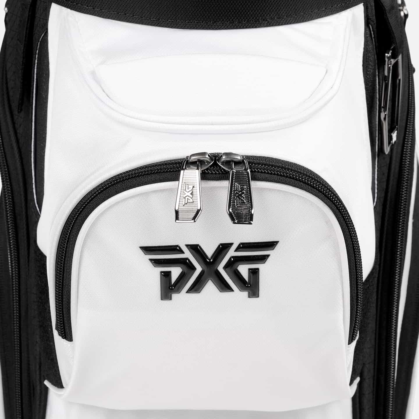 PXG white xtreme cart golf bag on a white background